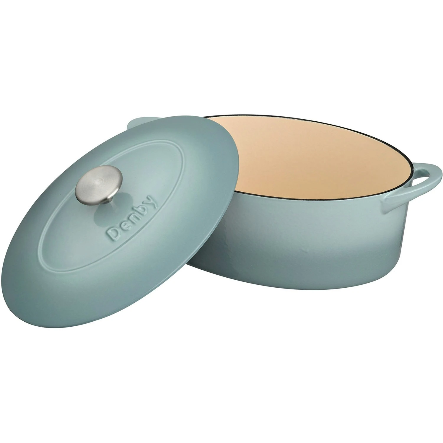 Denby Pavilion Gusseisentopf Oval Ø28 Cm, Hellblau – Bild 2