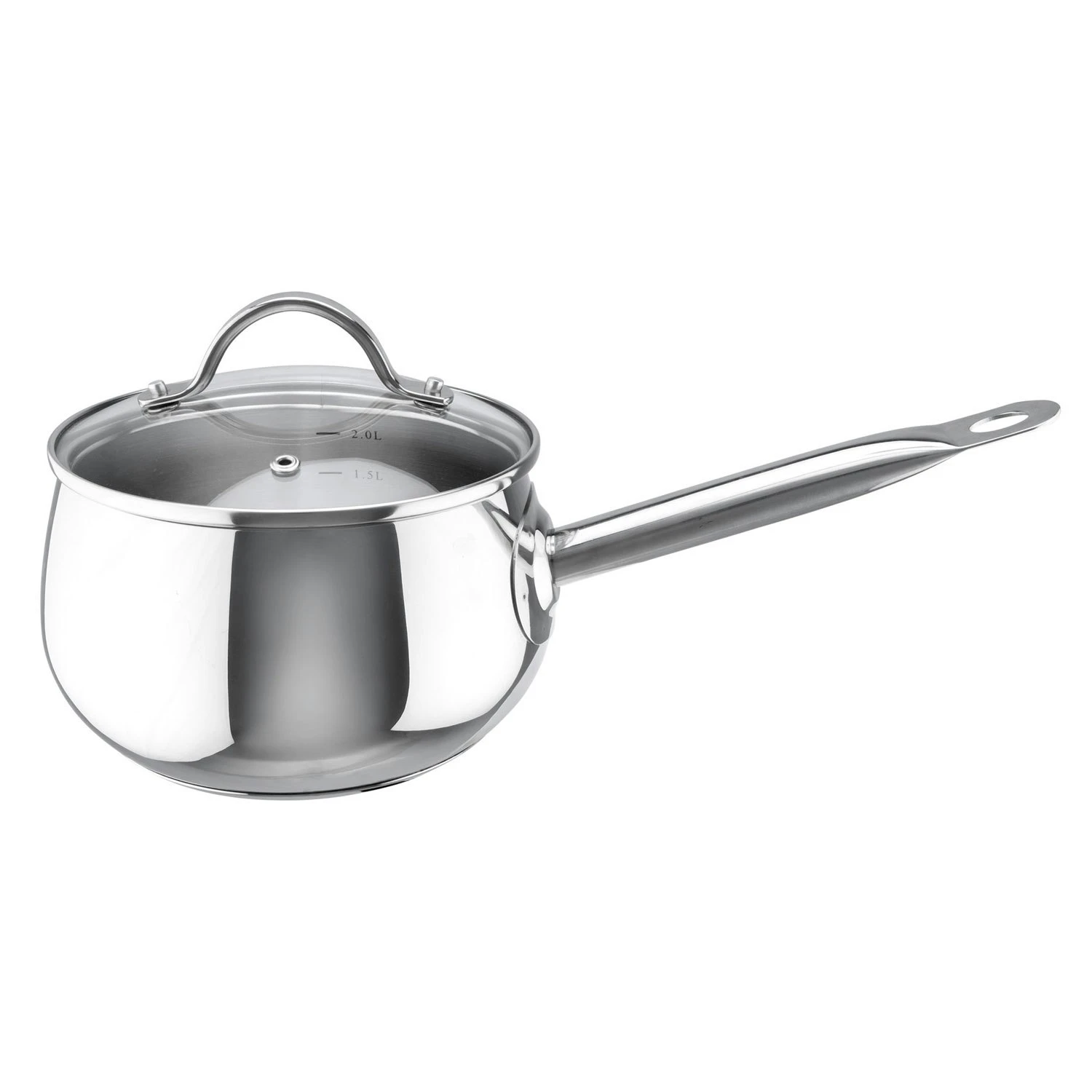 Heirol Pro Belly Kasserolle Stahl Mit Glasdeckel 2 L