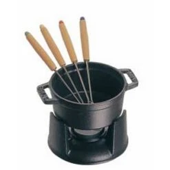 Staub Chocolate Fondue Set, Black